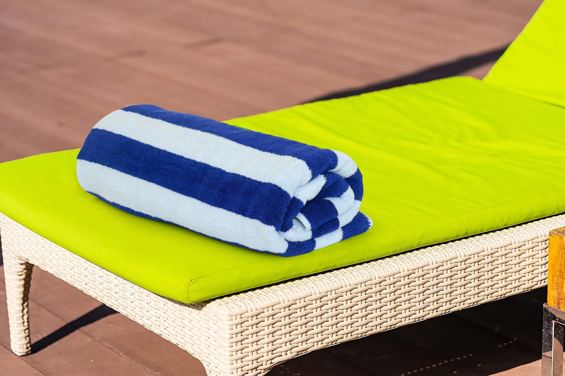 Beach/Pool Towels - Extra Large 100% Cotton, Cabana Stripes, Extra Soft & Highly Absorbent, (Pack of 2, Size 90x180cm), Available in a variety of colours - Bliss Kingdom