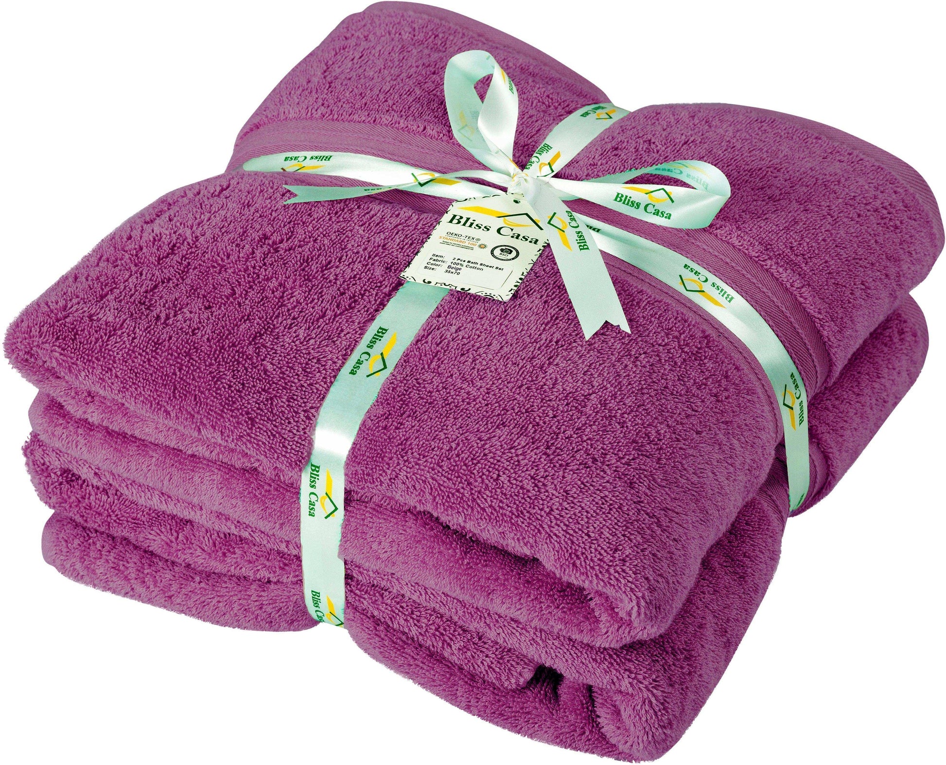 Jumbo Bath Sheets - 2 Pack (90x180 cm) | Extra-Large, Quick-Dry, 100% Combed Cotton Towels | Super Soft & Highly Absorbent for Home & Hotel Use. Available in a variety of colours - Bliss Kingdom