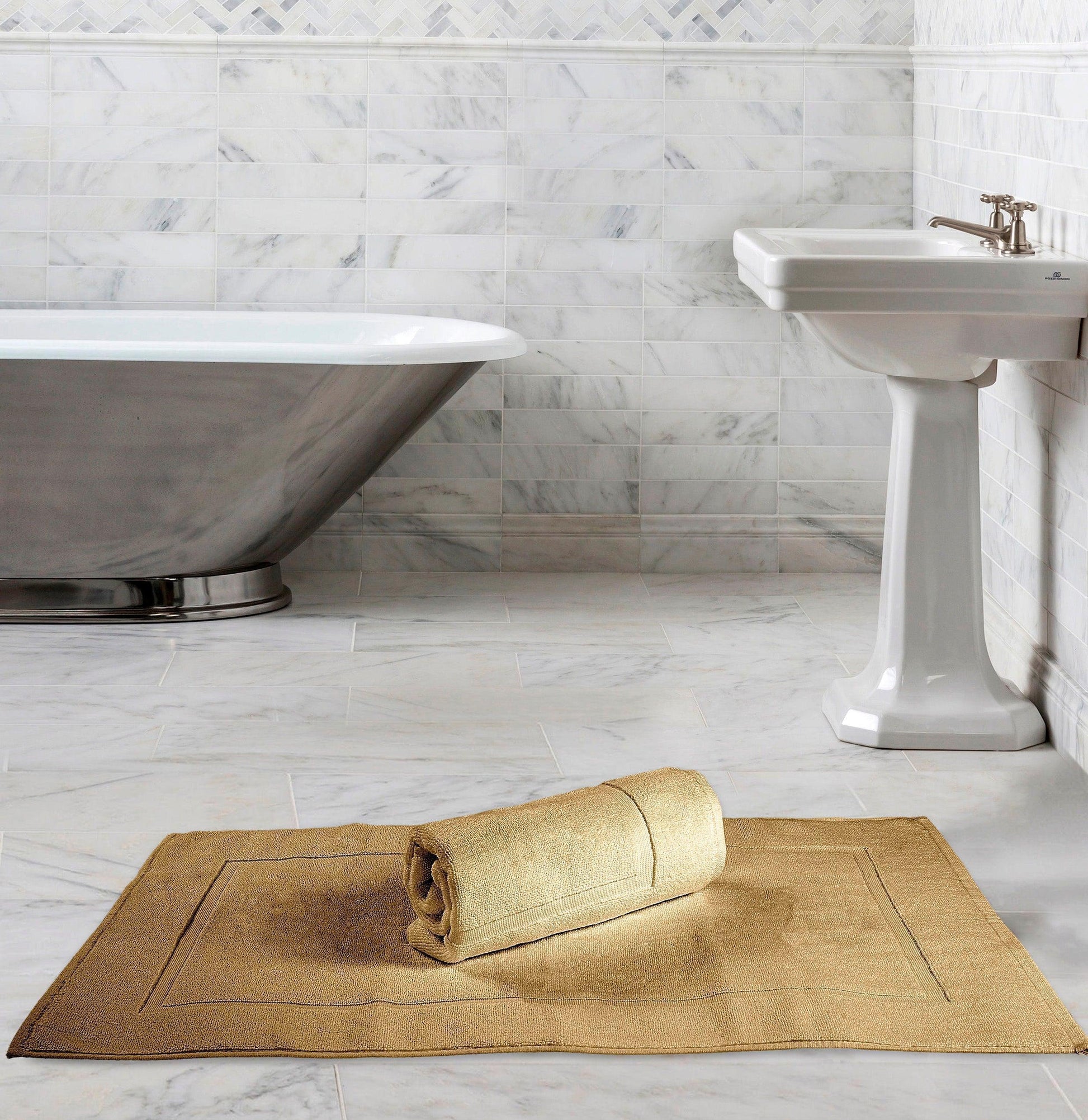 Bath Mats - 2 Pack (50 x 80 cm) | 100% Cotton 1000 GSM Super Soft, Extra Absorbent Floor Mats for Bathrooms & Kitchen for an Elegant Look. Available in a variety of colours - Bliss Kingdom