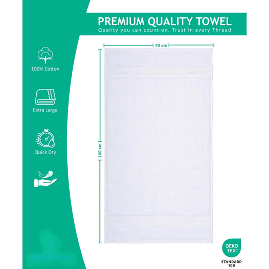 Bliss Kingdom 100% Combed Cotton Bath Towels 4-Pack – Large 70x140 cm, Soft & Absorbent, Quick Dry, Durable Bathroom Towels for Home, Spa & Hotel Use