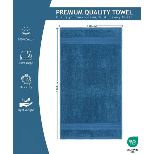 Bliss Kingdom 100% Combed Cotton Bath Towels 4-Pack – Large 70x140 cm, Soft & Absorbent, Quick Dry, Durable Bathroom Towels for Home, Spa & Hotel Use