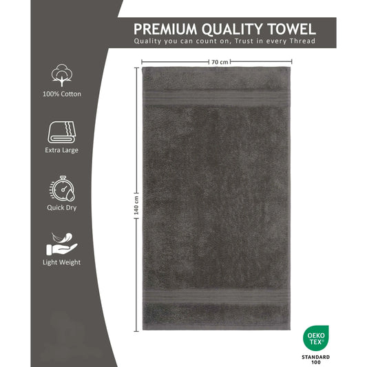 Bliss Kingdom 100% Combed Cotton Bath Towels 4-Pack – Large 70x140 cm, Soft & Absorbent, Quick Dry, Durable Bathroom Towels for Home, Spa & Hotel Use