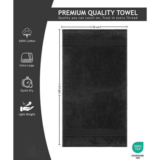 Bliss Kingdom 100% Combed Cotton Bath Towels 4-Pack – Large 70x140 cm, Soft & Absorbent, Quick Dry, Durable Bathroom Towels for Home, Spa & Hotel Use