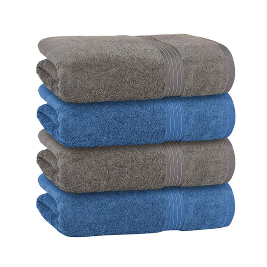 Bliss Kingdom 100% Combed Cotton Bath Towels 4-Pack – Large 70x140 cm, Soft & Absorbent, Quick Dry, Durable Bathroom Towels for Home, Spa & Hotel Use