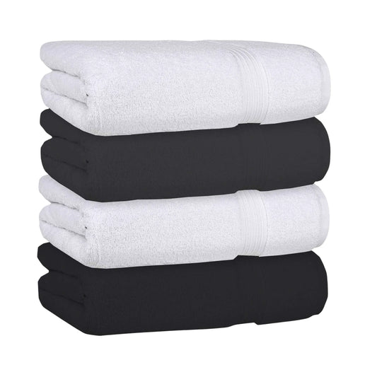 Bliss Kingdom 100% Combed Cotton Bath Towels 4-Pack – Large 70x140 cm, Soft & Absorbent, Quick Dry, Durable Bathroom Towels for Home, Spa & Hotel Use