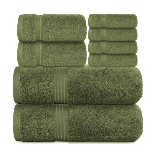 Bliss Kingdom 100% Combed Cotton 8-Piece Towel Set – Luxury Soft & Absorbent Bath Towels, Hand Towels & Washcloths for Bathroom – Quick Dry, Durable & Gift Ready