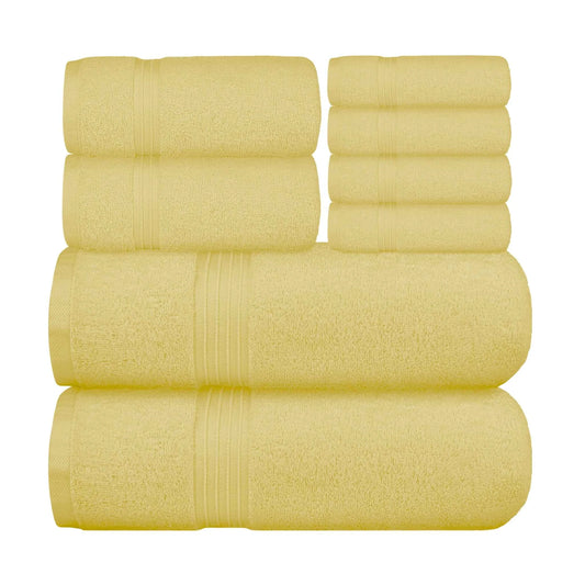 Bliss Kingdom 100% Combed Cotton 8-Piece Towel Set – Luxury Soft & Absorbent Bath Towels, Hand Towels & Washcloths for Bathroom – Quick Dry, Durable & Gift Ready
