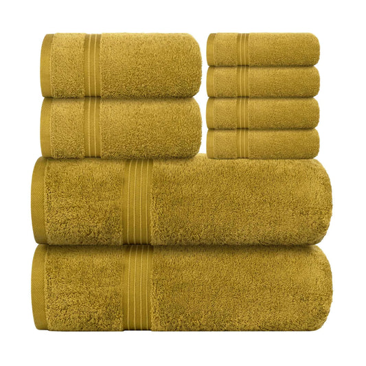 Bliss Kingdom 100% Combed Cotton 8-Piece Towel Set – Luxury Soft & Absorbent Bath Towels, Hand Towels & Washcloths for Bathroom – Quick Dry, Durable & Gift Ready