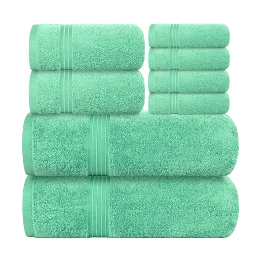 Bliss Kingdom 100% Combed Cotton 8-Piece Towel Set – Luxury Soft & Absorbent Bath Towels, Hand Towels & Washcloths for Bathroom – Quick Dry, Durable & Gift Ready