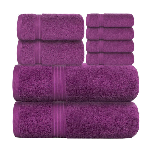 Bliss Kingdom 100% Combed Cotton 8-Piece Towel Set – Luxury Soft & Absorbent Bath Towels, Hand Towels & Washcloths for Bathroom – Quick Dry, Durable & Gift Ready
