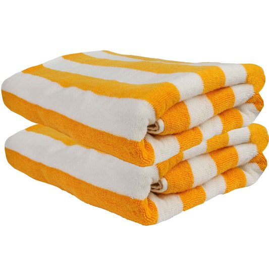 Bliss Kingdom Cabana Stripes Beach & Pool Towels 2-Pack – Extra Large 90x180 cm, 100% Cotton, Soft & Absorbent Luxury Towels for Pool, Beach & Spa Use