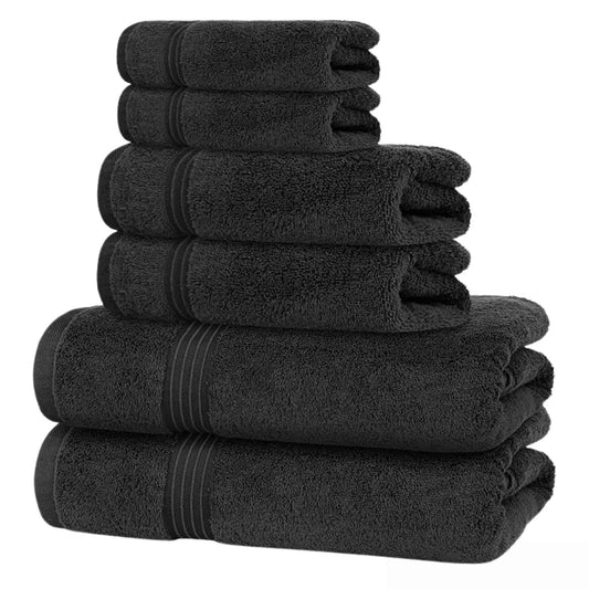 Bliss Kingdom 100% Combed Cotton 6-Piece Towel Set – Luxury Soft & Absorbent Bath Towels, Hand Towels & Washcloths for Bathroom – Quick Dry, Durable & Gift Ready