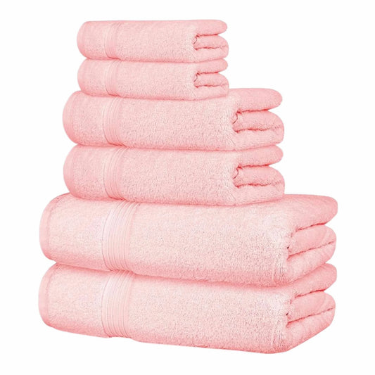 Bliss Kingdom 100% Combed Cotton 6-Piece Towel Set – Luxury Soft & Absorbent Bath Towels, Hand Towels & Washcloths for Bathroom – Quick Dry, Durable & Gift Ready