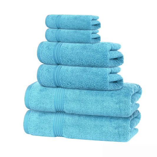 Bliss Kingdom 100% Combed Cotton 6-Piece Towel Set – Luxury Soft & Absorbent Bath Towels, Hand Towels & Washcloths for Bathroom – Quick Dry, Durable & Gift Ready
