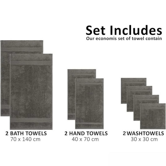 Bliss Kingdom 100% Combed Cotton 6-Piece Towel Set – Luxury Soft & Absorbent Bath Towels, Hand Towels & Washcloths for Bathroom – Quick Dry, Durable & Gift Ready