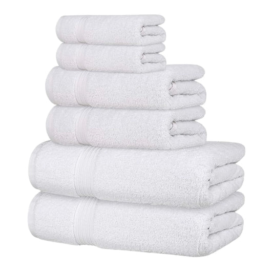 Bliss Kingdom 100% Combed Cotton 6-Piece Towel Set – Luxury Soft & Absorbent Bath Towels, Hand Towels & Washcloths for Bathroom – Quick Dry, Durable & Gift Ready