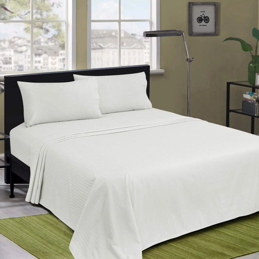 Bliss Kingdom 2 Pieces 1cm Stripe Bed Sheets Twin (100x200+30 cm) - Soft Satin Sheet Set with Pillowcases
