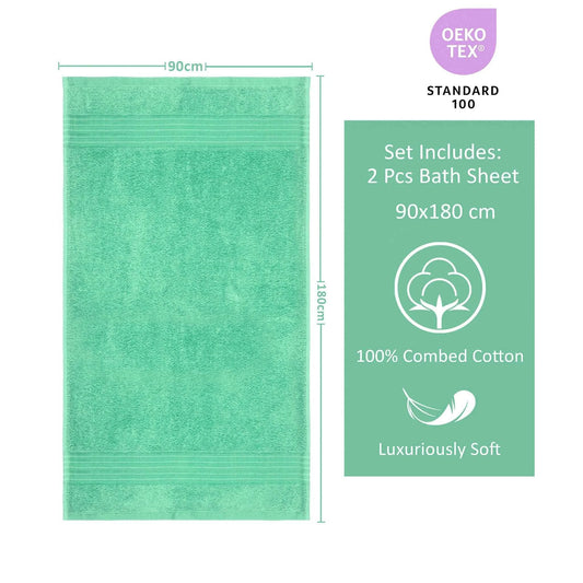 Bliss Kingdom Jumbo Bath Sheets 2-Pack – Extra Large 90x180 cm, 100% Combed Cotton, Soft & Absorbent Luxury Towels for Bathroom, Spa & Hotel Use