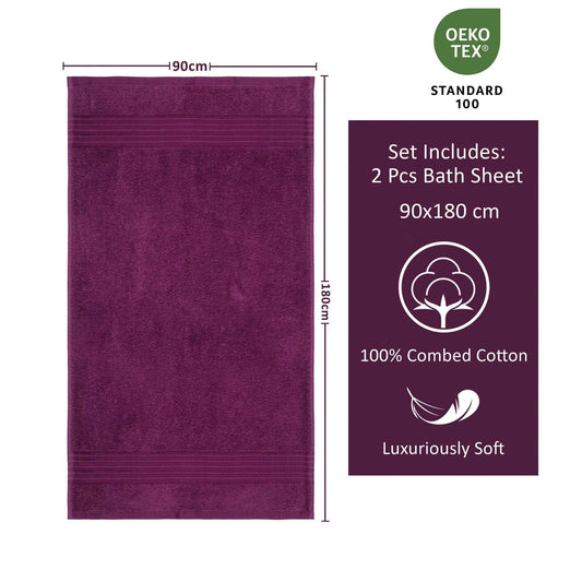 Bliss Kingdom Jumbo Bath Sheets 2-Pack – Extra Large 90x180 cm, 100% Combed Cotton, Soft & Absorbent Luxury Towels for Bathroom, Spa & Hotel Use