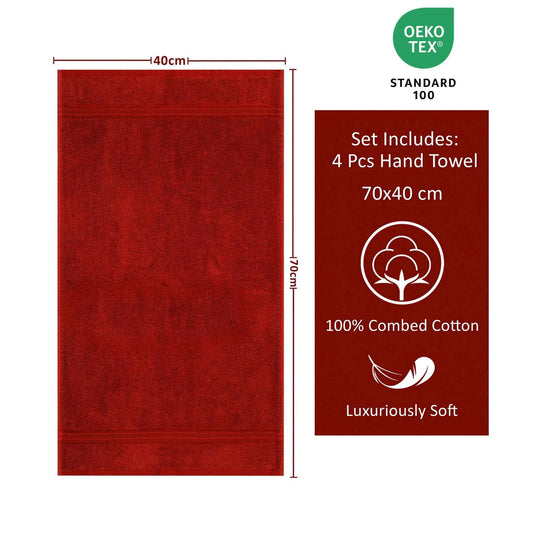 Bliss Kingdom Luxury Hand Towels 4-Pack – 40x70 cm, 100% Combed Cotton, Soft & Absorbent Premium Towels for Bathroom, Kitchen & Spa Use