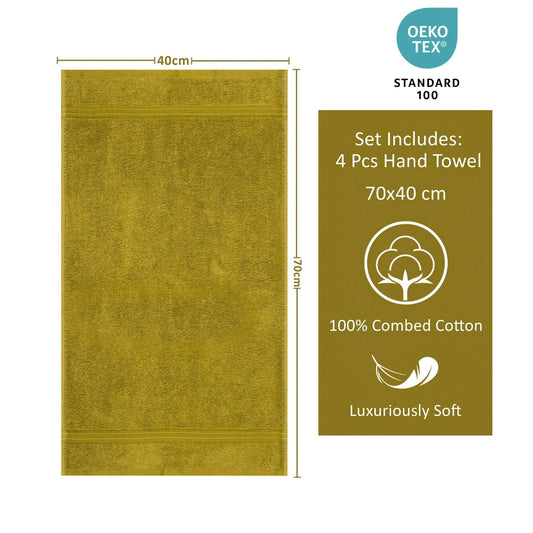 Bliss Kingdom Luxury Hand Towels 4-Pack – 40x70 cm, 100% Combed Cotton, Soft & Absorbent Premium Towels for Bathroom, Kitchen & Spa Use