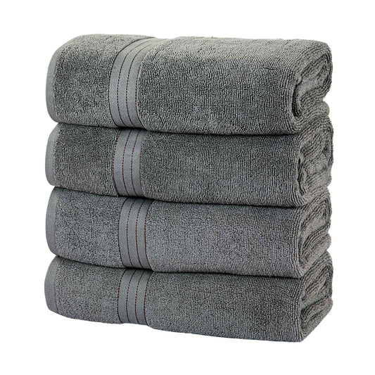 Bliss Kingdom 100% Cotton Bath Towels 4-Pack – Large 27x54 Inches, Soft & Absorbent, Durable Quick Dry Towels for Bathroom, Spa & Hotel Use