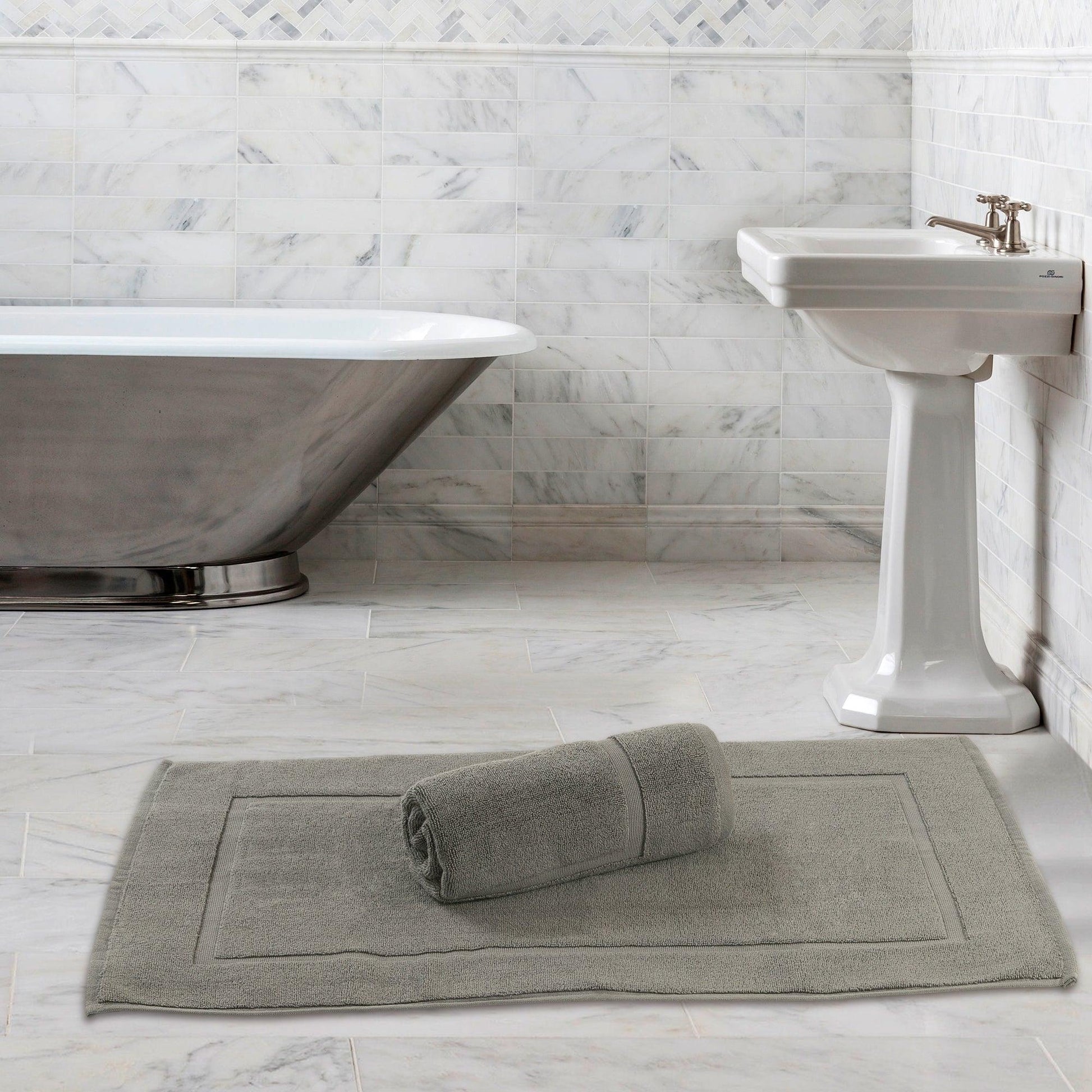 Bath Mats - 2 Pack (50 x 80 cm) | 100% Cotton 1000 GSM Super Soft, Extra Absorbent Floor Mats for Bathrooms & Kitchen for an Elegant Look. Available in a variety of colours - Bliss Kingdom