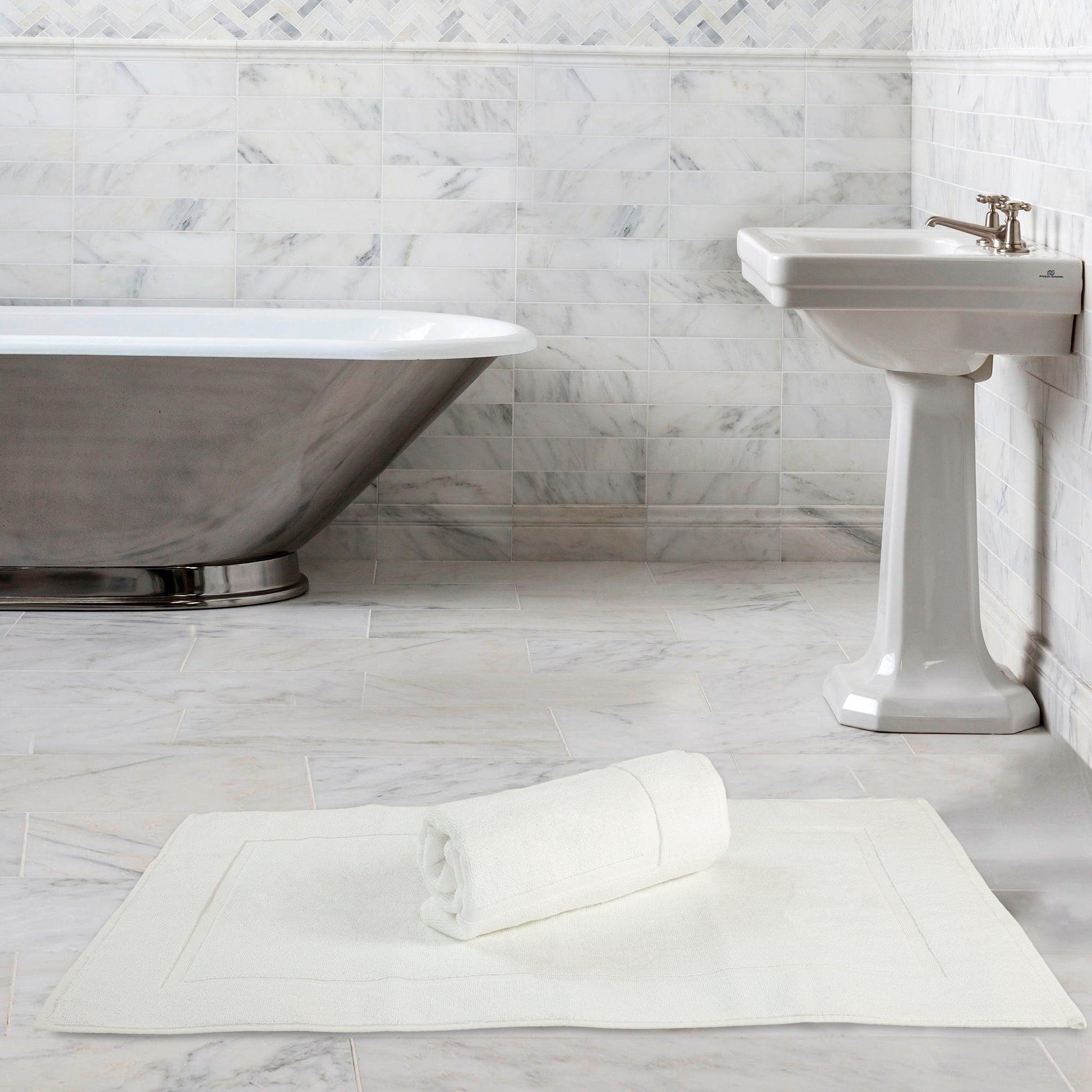 Bath Mats - 2 Pack (50 x 80 cm) | 100% Cotton 1000 GSM Super Soft, Extra Absorbent Floor Mats for Bathrooms & Kitchen for an Elegant Look. Available in a variety of colours - Bliss Kingdom