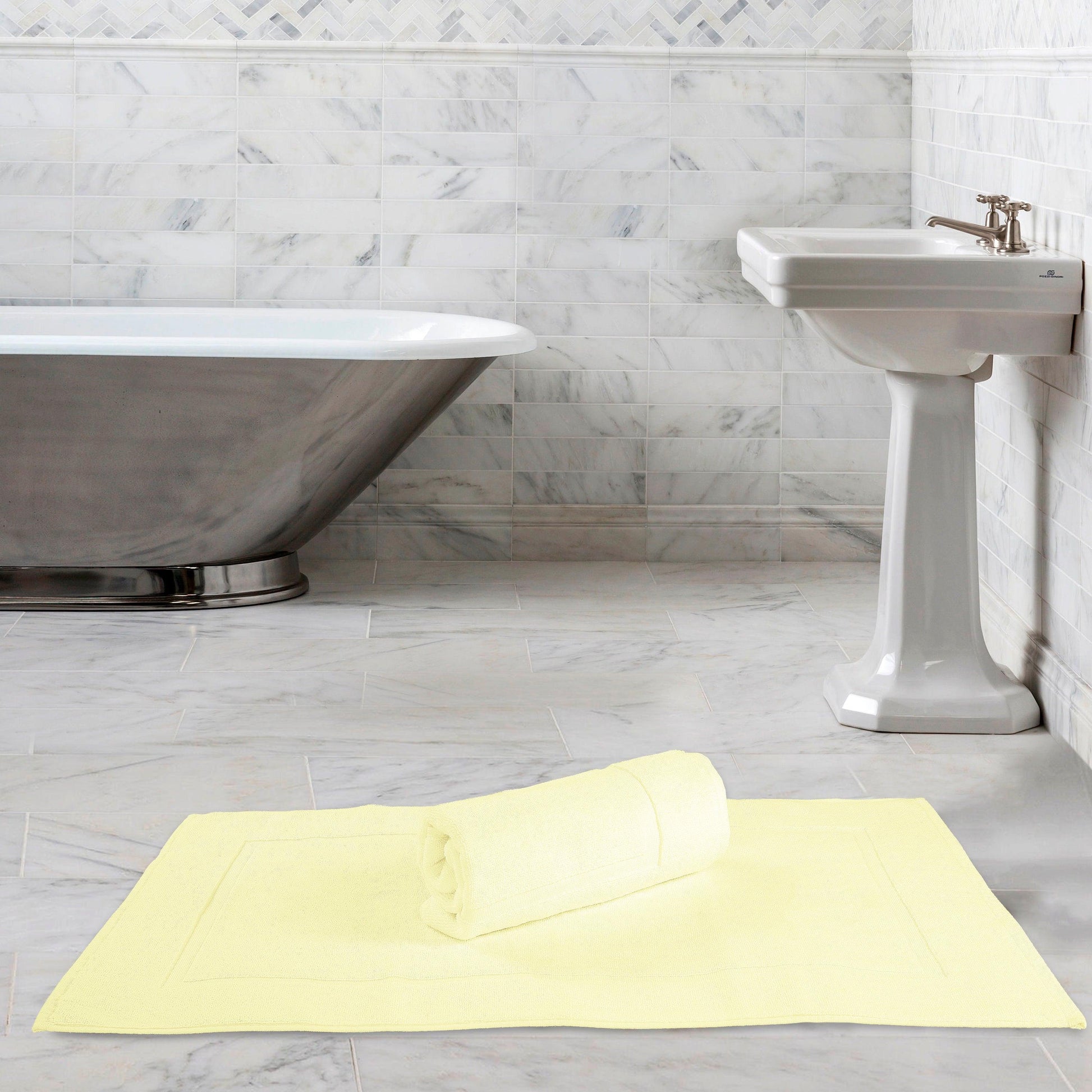 Bath Mats - 2 Pack (50 x 80 cm) | 100% Cotton 1000 GSM Super Soft, Extra Absorbent Floor Mats for Bathrooms & Kitchen for an Elegant Look. Available in a variety of colours - Bliss Kingdom
