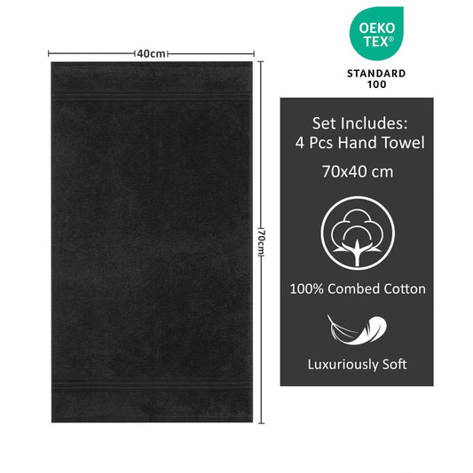 Bliss Kingdom Luxury Hand Towels 4-Pack – 40x70 cm, 100% Combed Cotton, Soft & Absorbent  Premium Towels for Bathroom, Kitchen & Spa Use