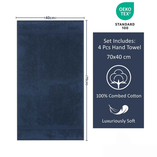 Bliss Kingdom Luxury Hand Towels 4-Pack – 40x70 cm, 100% Combed Cotton, Soft & Absorbent  Premium Towels for Bathroom, Kitchen & Spa Use