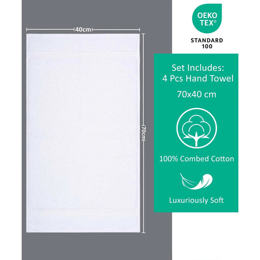 Bliss Kingdom Luxury Hand Towels 4-Pack – 40x70 cm, 100% Combed Cotton, Soft & Absorbent  Premium Towels for Bathroom, Kitchen & Spa Use